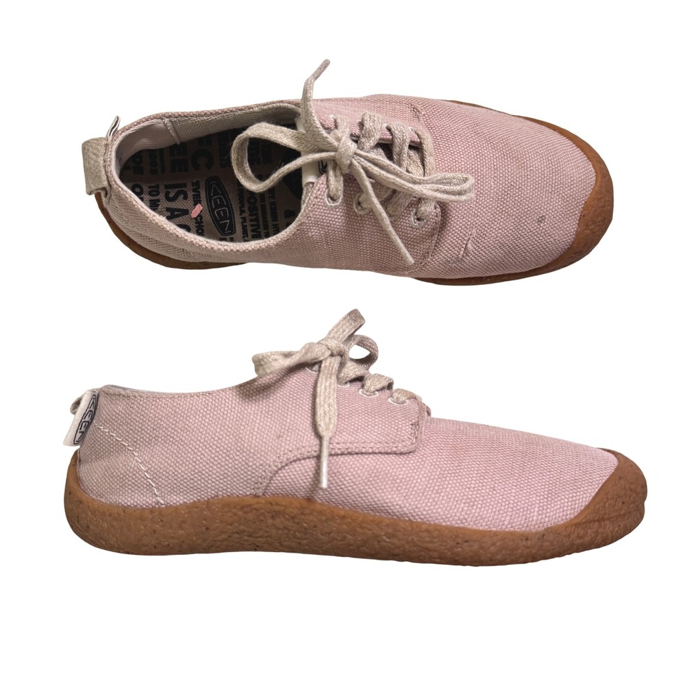KEEN Mosey Derby Sneakers Size 6 Pink Canvas Lace Up Gum Sole 1027265
